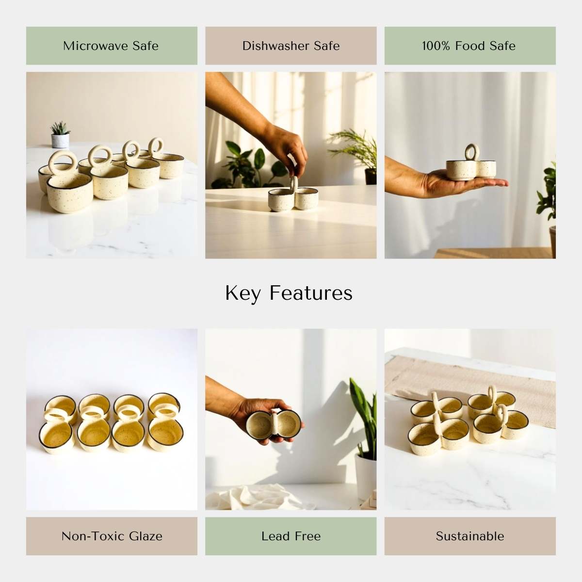 Monochrome Harmony Double Dip Bowl (Set of 4)